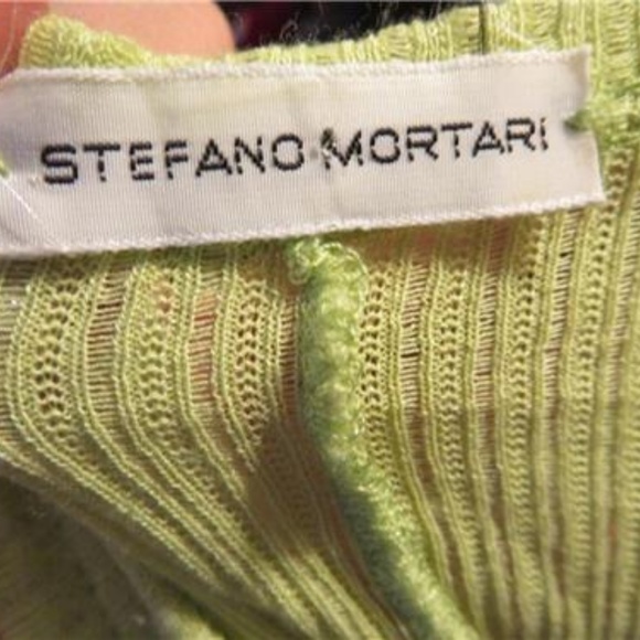 STEFANO MORTARI GREEN RIBBED ,STRETCH TANK TOP  M - Picture 4 of 4